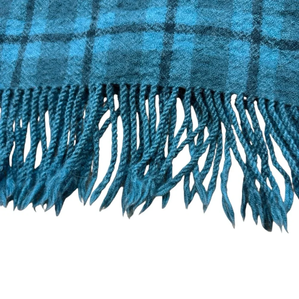 Ladies Coach Reversible Signature Plaid Double Face Fringe‎ End Scarf Dark Teal